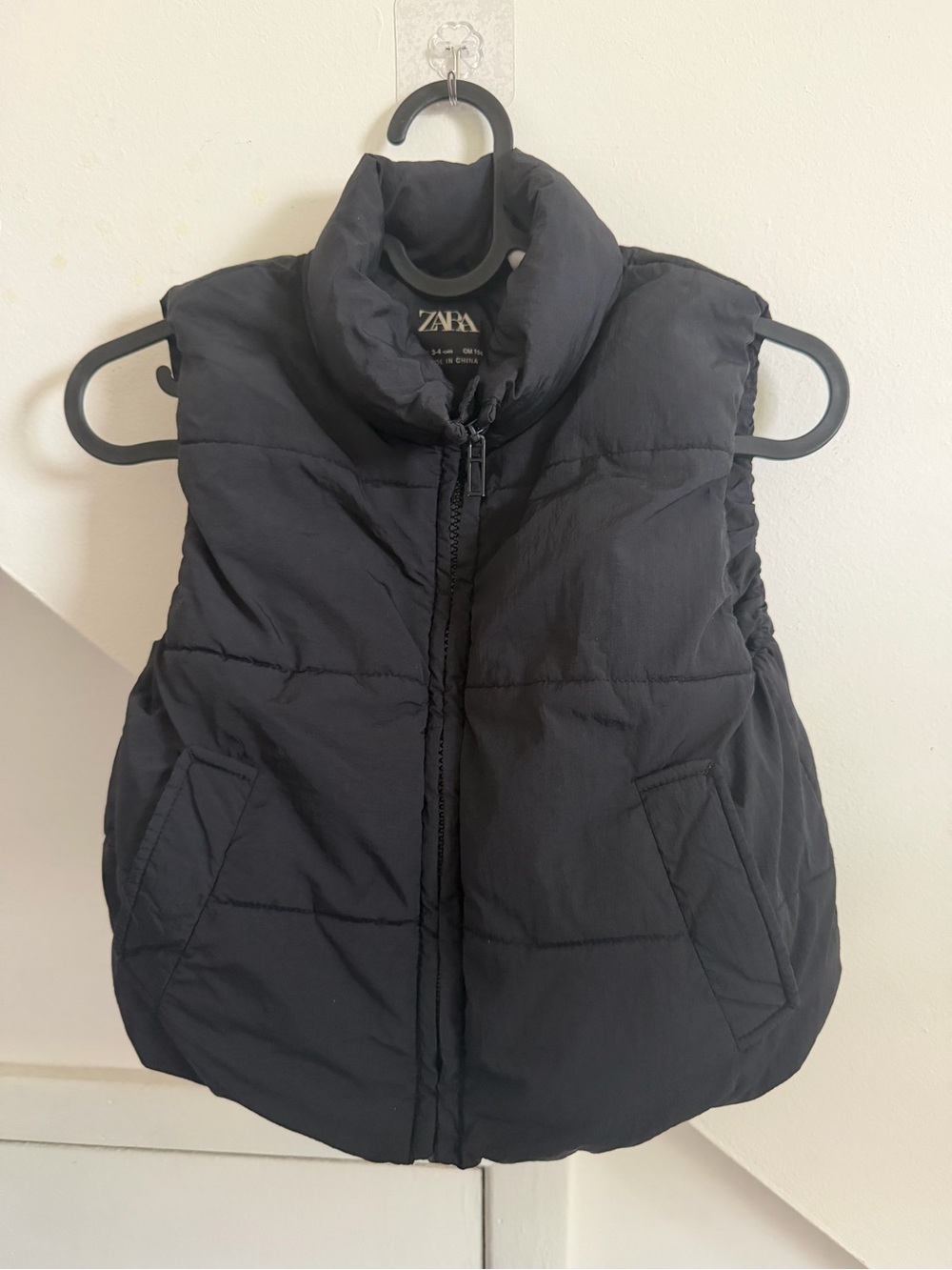 Zara Black Quilted Puffer Vest with High Collar